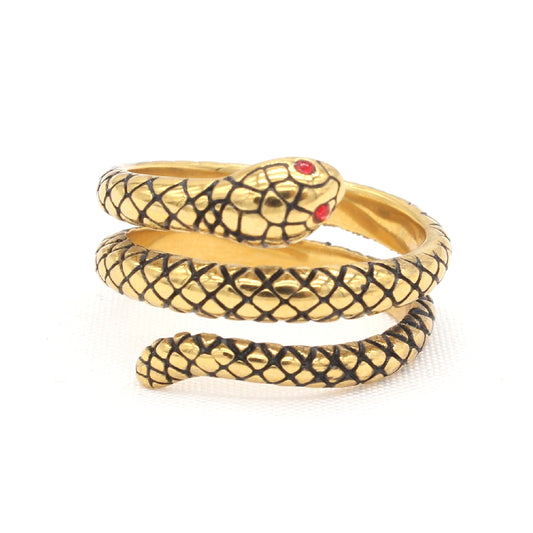 Planderful Titanium Steel Snake Ring For Men Unisex Retro Bold Statement Jewelry