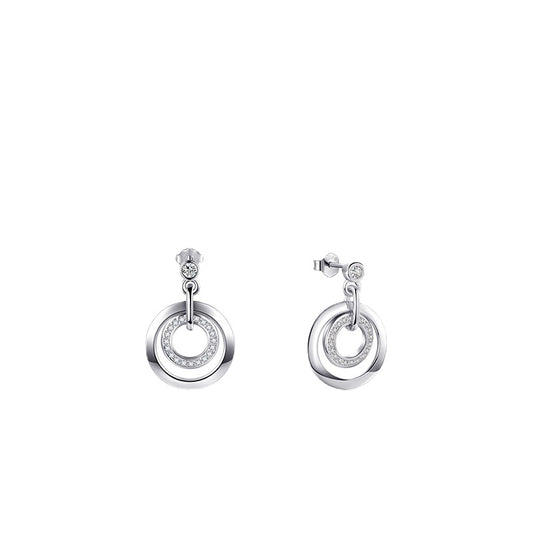 Luxurious Sterling Silver Earrings with Zircon Embellishments