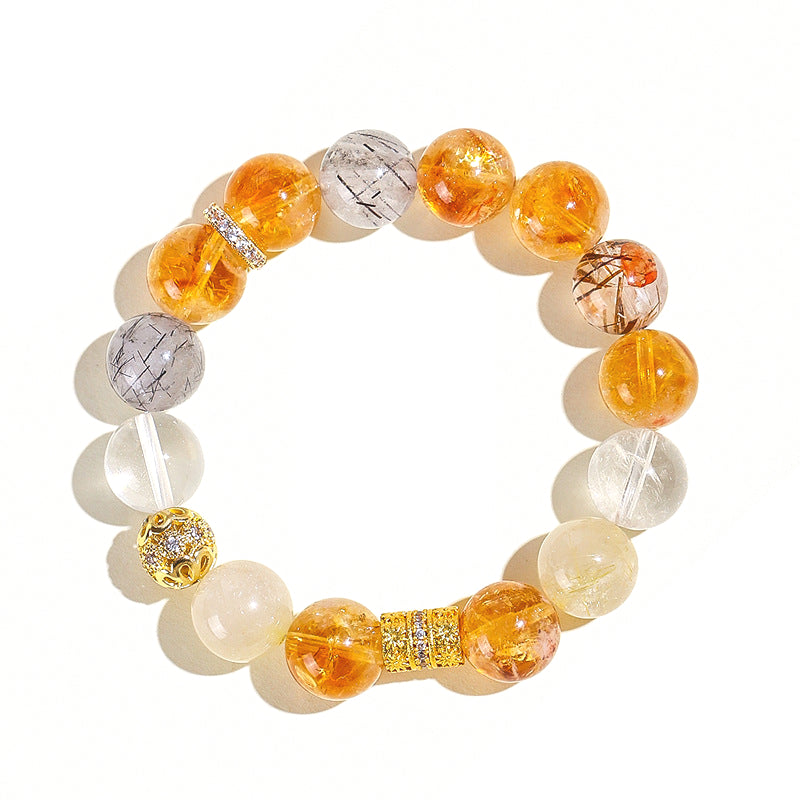 Planderful Fortune's Favor Bracelet – Elegant Black Gold Super Seven Crystal Design