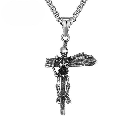 Steel Necklace – Vintage Skull Cross