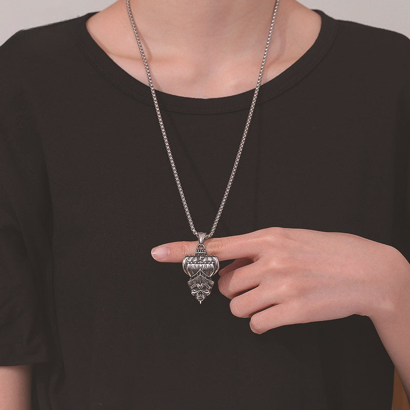 Steel Necklace - Statement Skull Pendant