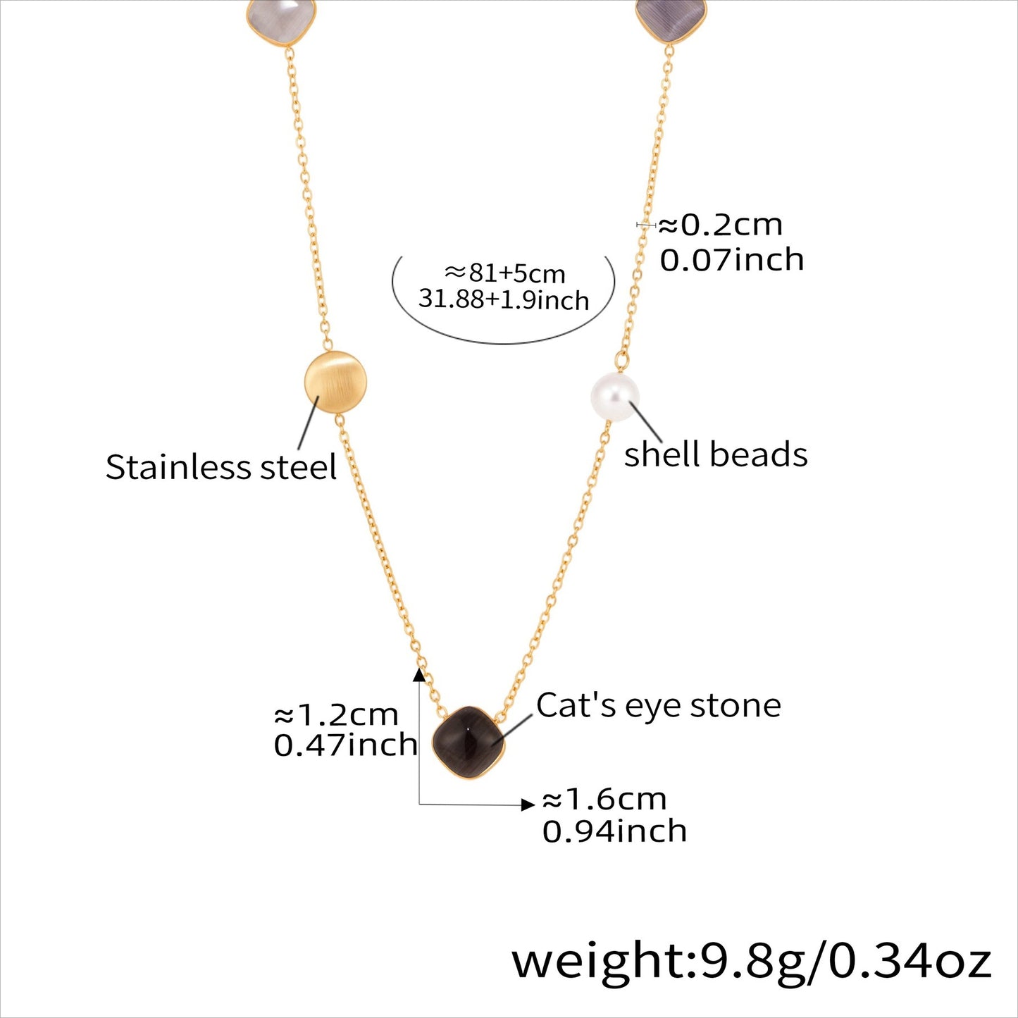 Planderful Candy Color Opal Necklace Gold Plated For Women