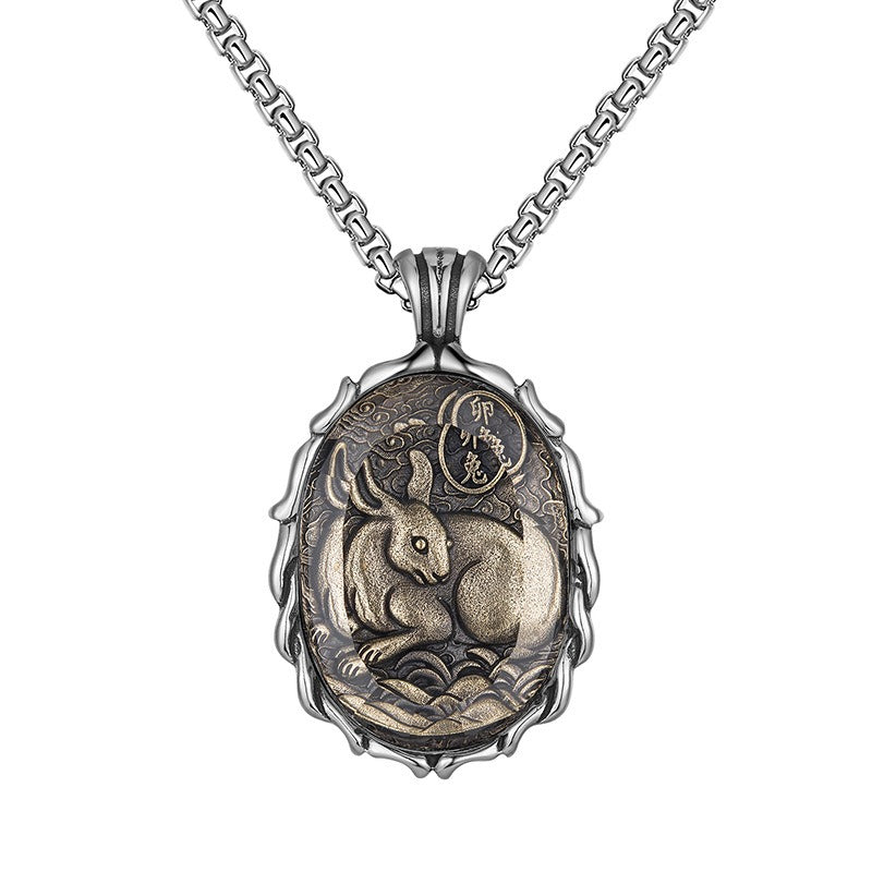 Steel Necklace - Vintage Zodiac Buddha Pendant For Everyday Style Gift For Him Or Her