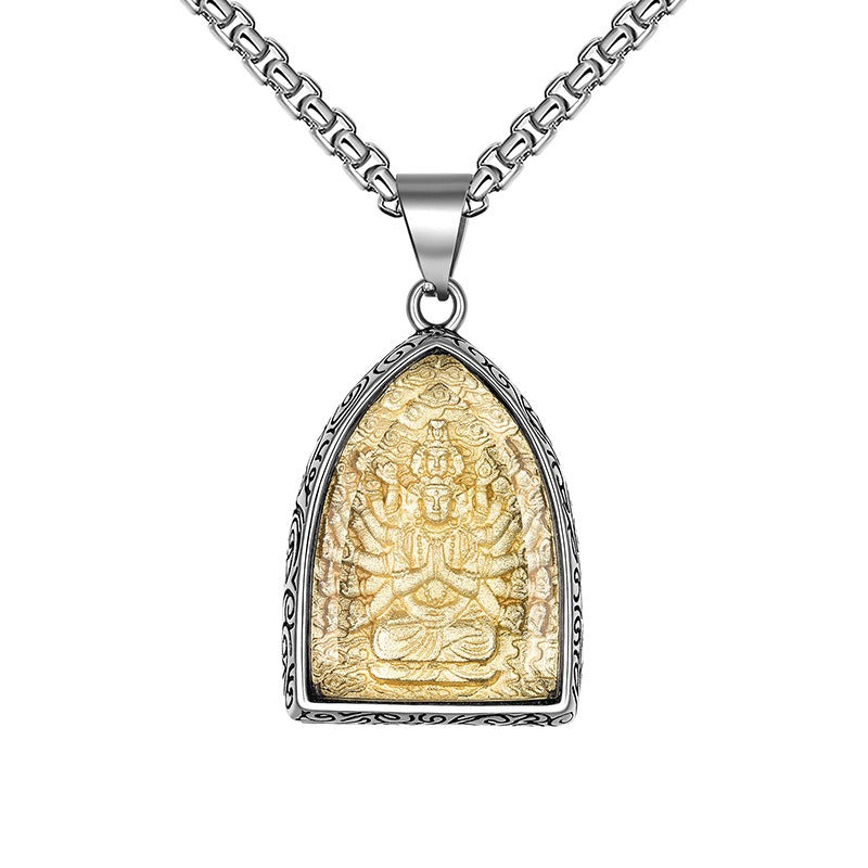Steel Necklace – Elegant Buddha Pendant Necklace For Men Everyday Wear Gift Durable Tarnish-Resistant