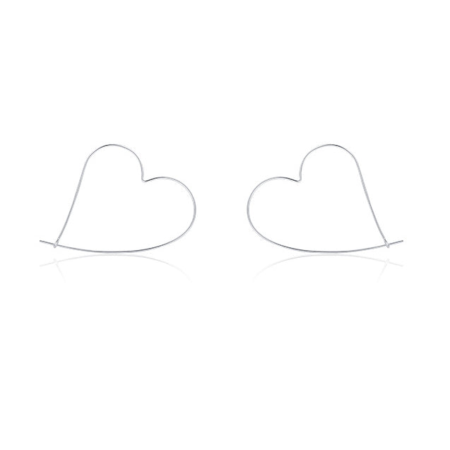 925 Sterling Silver Heart-shaped Minimalist Earrings