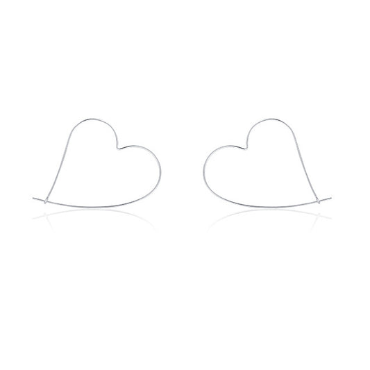 925 Sterling Silver Heart-shaped Minimalist Earrings