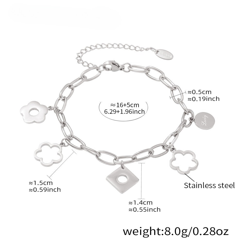 Planderful Lucky Flower Mirror Unisex O Shaped Bracelet