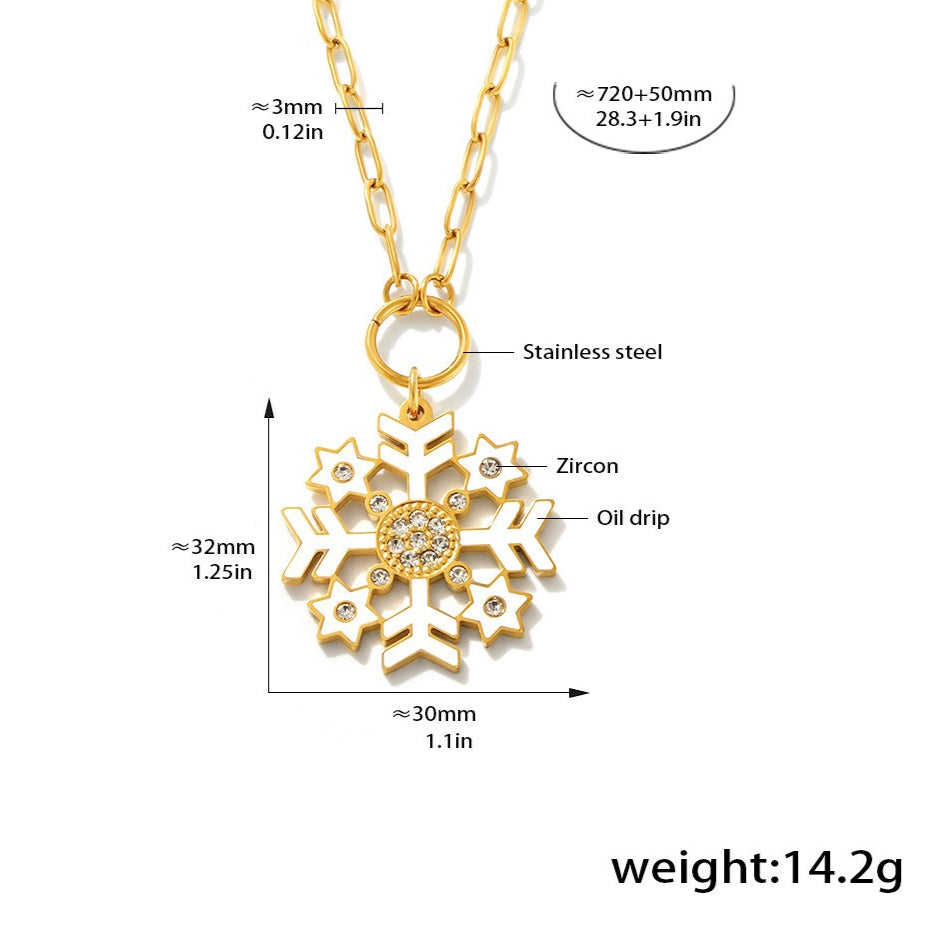 Planderful Zircon Snowflake Pendant Necklace for Women