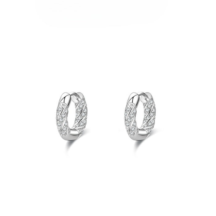 925 Sterling Silver Linear Pavé Zircon Earrings