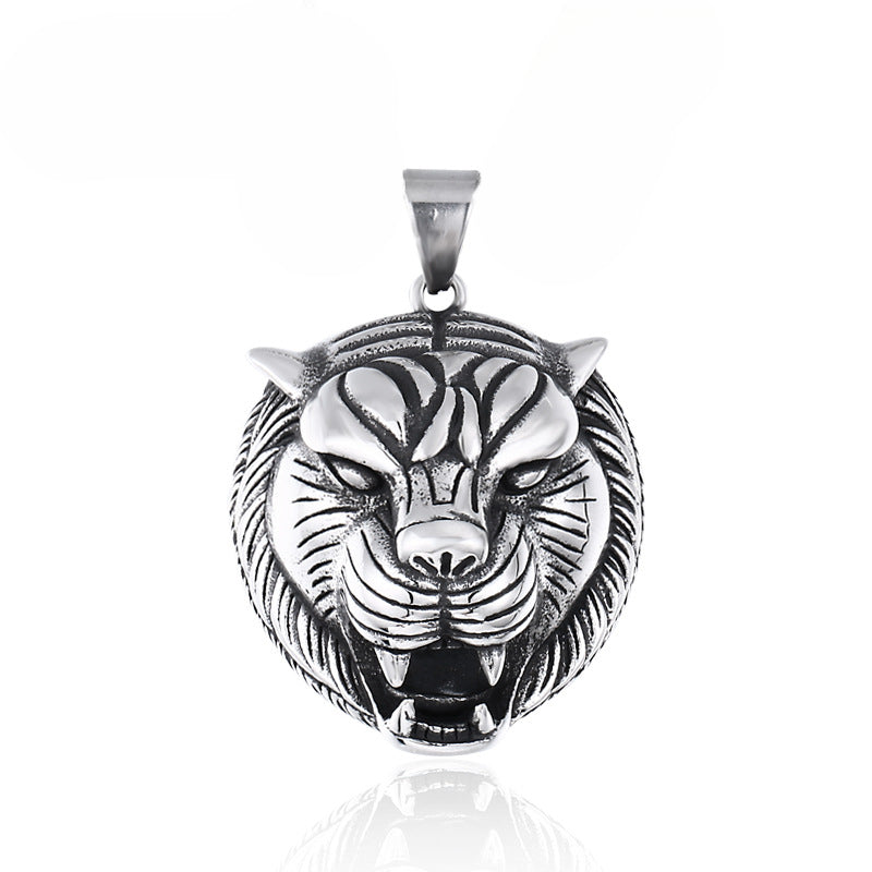 Titanium Steel Retro Tiger Head Pendant for Men - European and American Style Jewelry