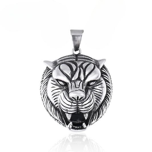Titanium Steel Retro Tiger Head Pendant for Men - European and American Style Jewelry