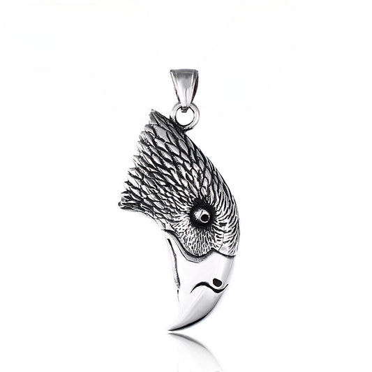 Punk-Inspired Titanium Steel Crow Head Pendant for Men - Wholesale Jewelry Accessories