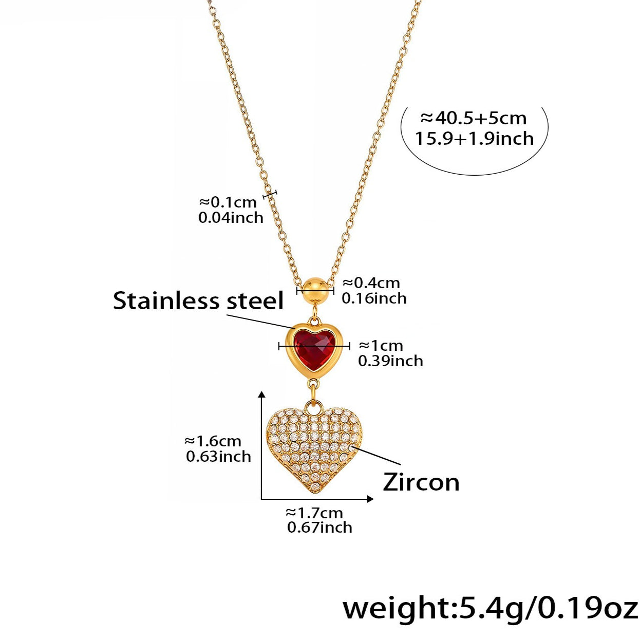 Planderful Light Luxury Heart Shaped Zircon Pendant Women