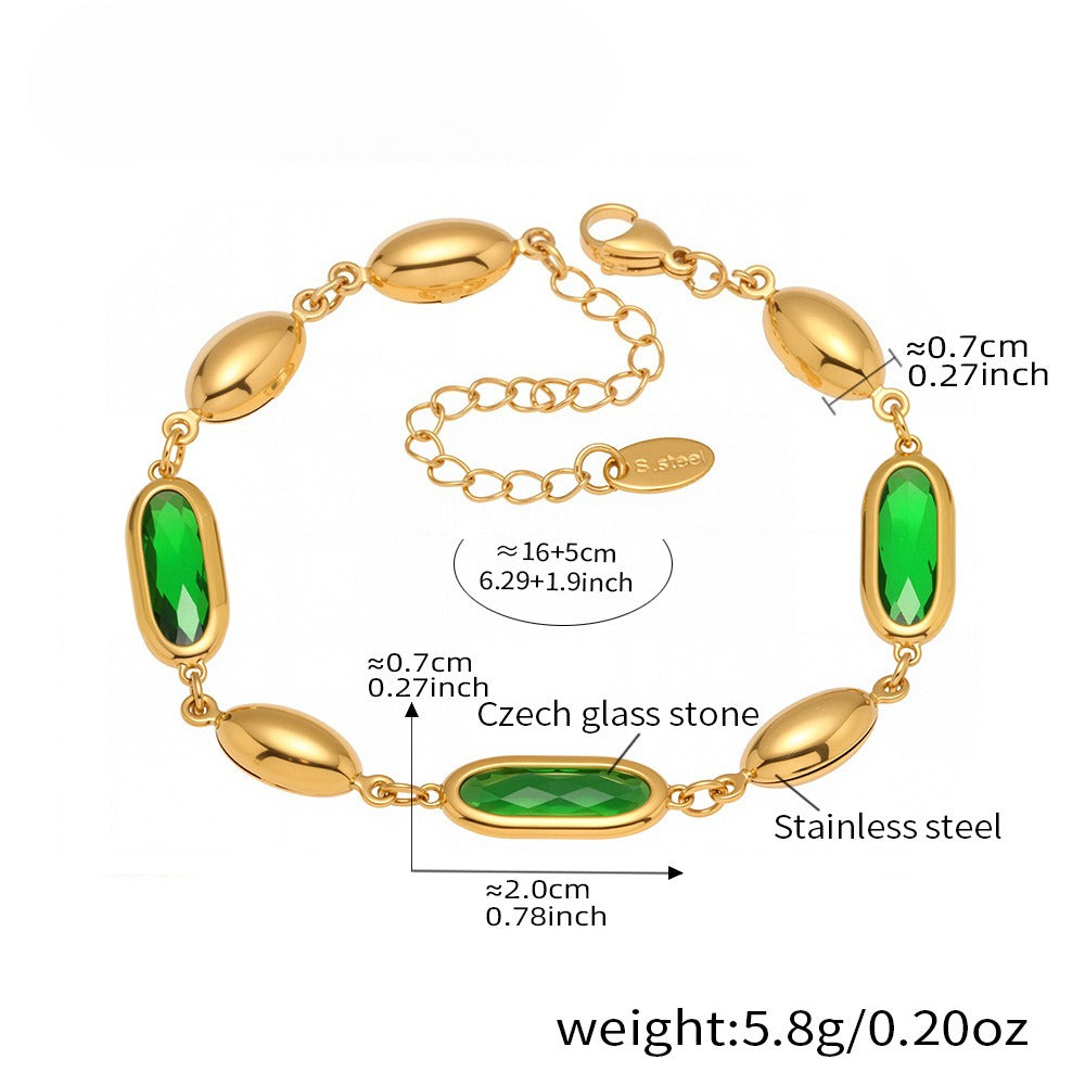 Planderful Oval Czech Glass Stone Bracelet Premium For Women