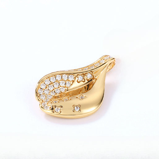 White Zircon Cherry Blossom Petal Sterling Silver Pendant