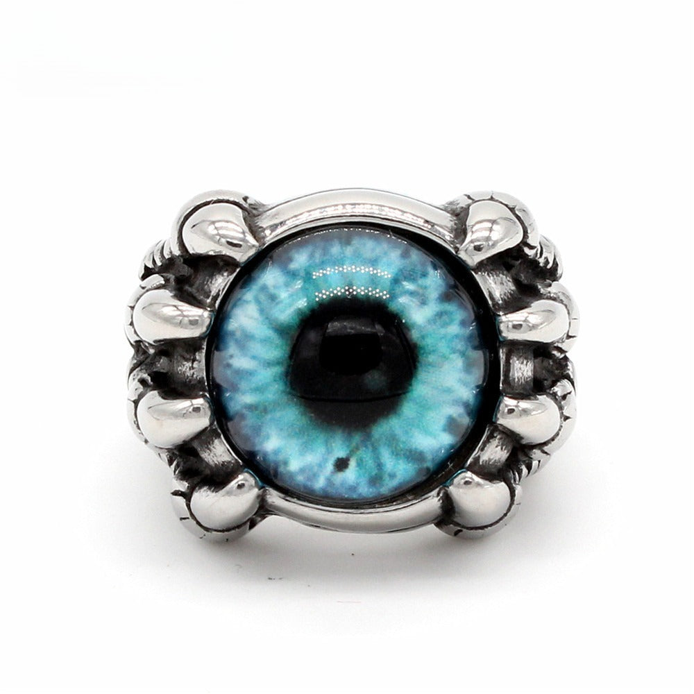 Planderful Titanium Steel Ring With Retro Devil Eyes Protective Unisex Jewelry For Men