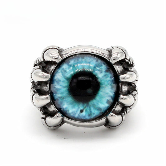 Planderful Titanium Steel Ring With Retro Devil Eyes Protective Unisex Jewelry For Men