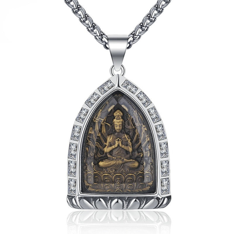 Zircon Necklace – Elegant Eight-Sign Zodiac Buddha Pendant