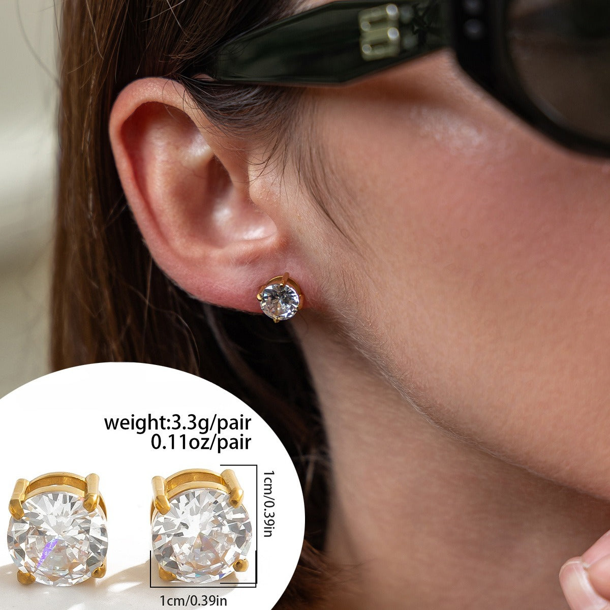 Planderful Vienna Verve Love Shaped Zircon Stainless Steel Stud Earrings For Daily Wear Fashion Lovers