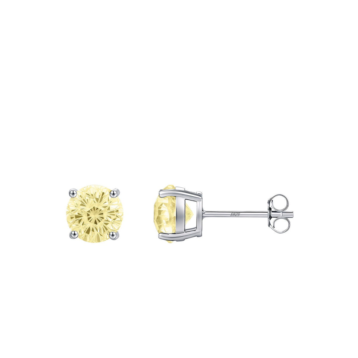 925 Sterling Silver Soft Yellow Fireworks-Cut Earrings