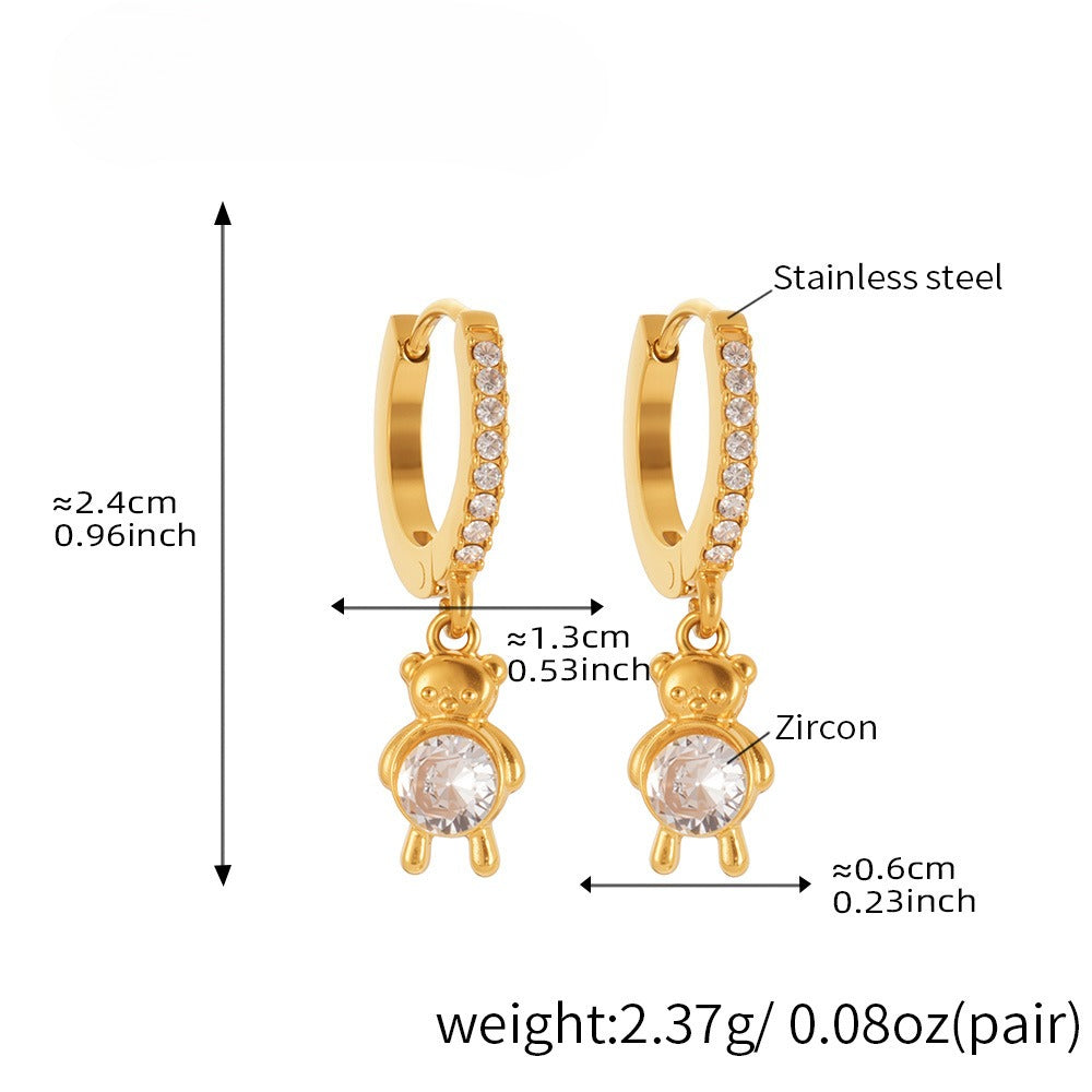 Planderful 18K Gold Plated Zircon Animal Earrings Women