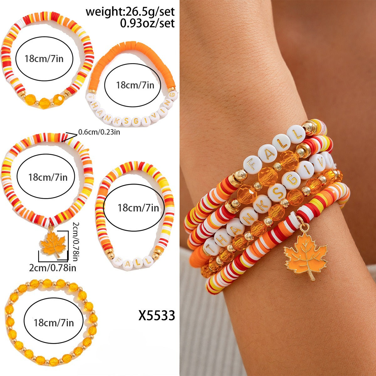 Planderful Thanksgiving Turkey Pendant Bracelet Personalized Letter Pumpkin Gift For Women