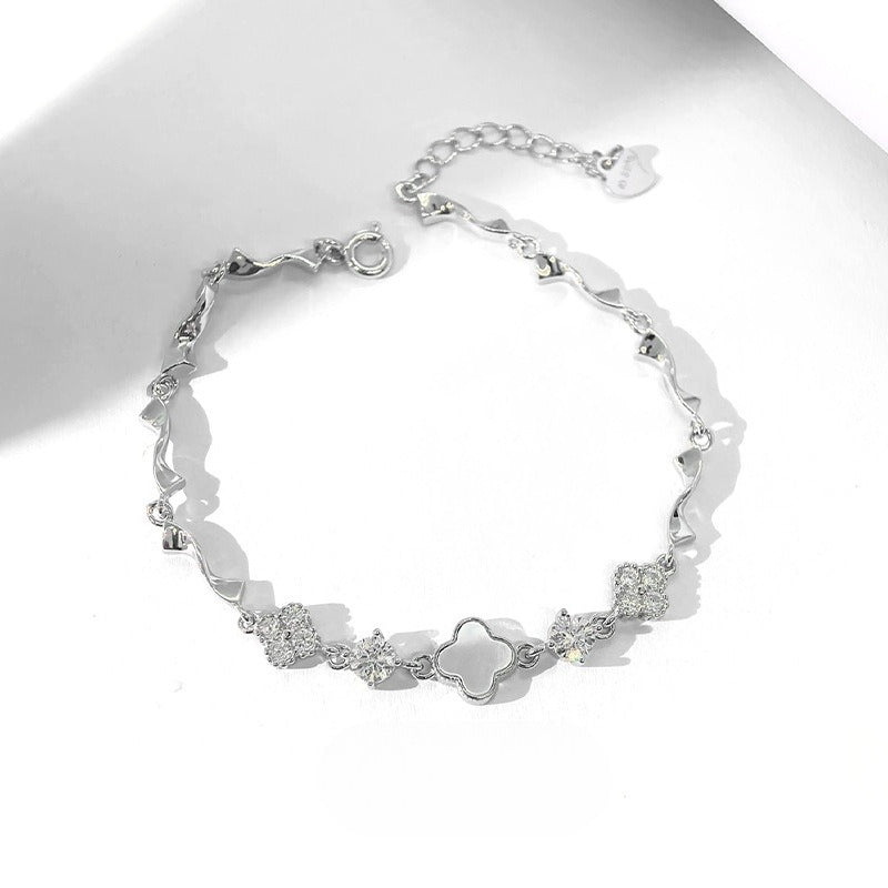 Clover White 925 Sterling Silver Bracelet