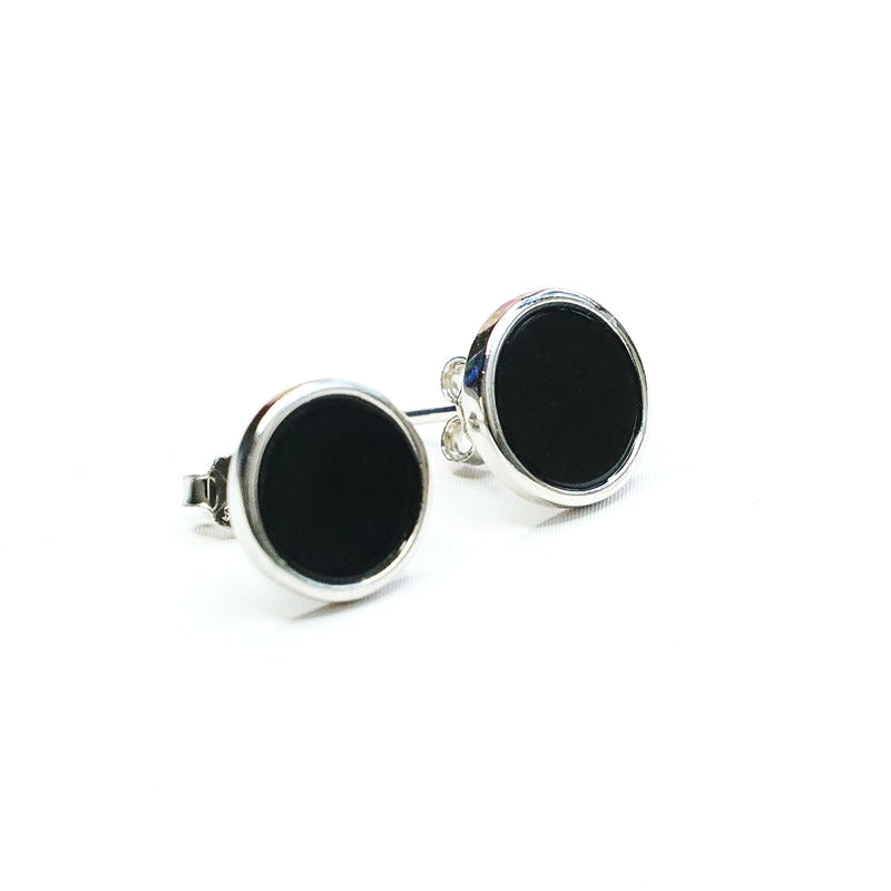Dark Jadeite Round Stud Earrings
