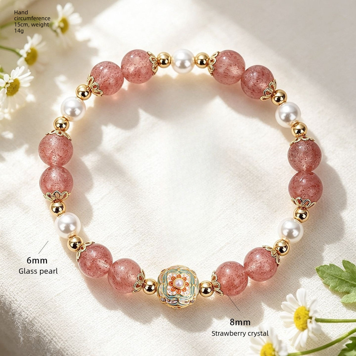 Strawberry Quartz Rose Quartz Jade Bracelet