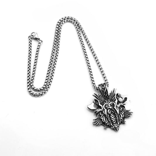 Planderful Norse Double Axe Pendant For Men Stainless Steel Titanium Necklace With Celtic Knot Charm