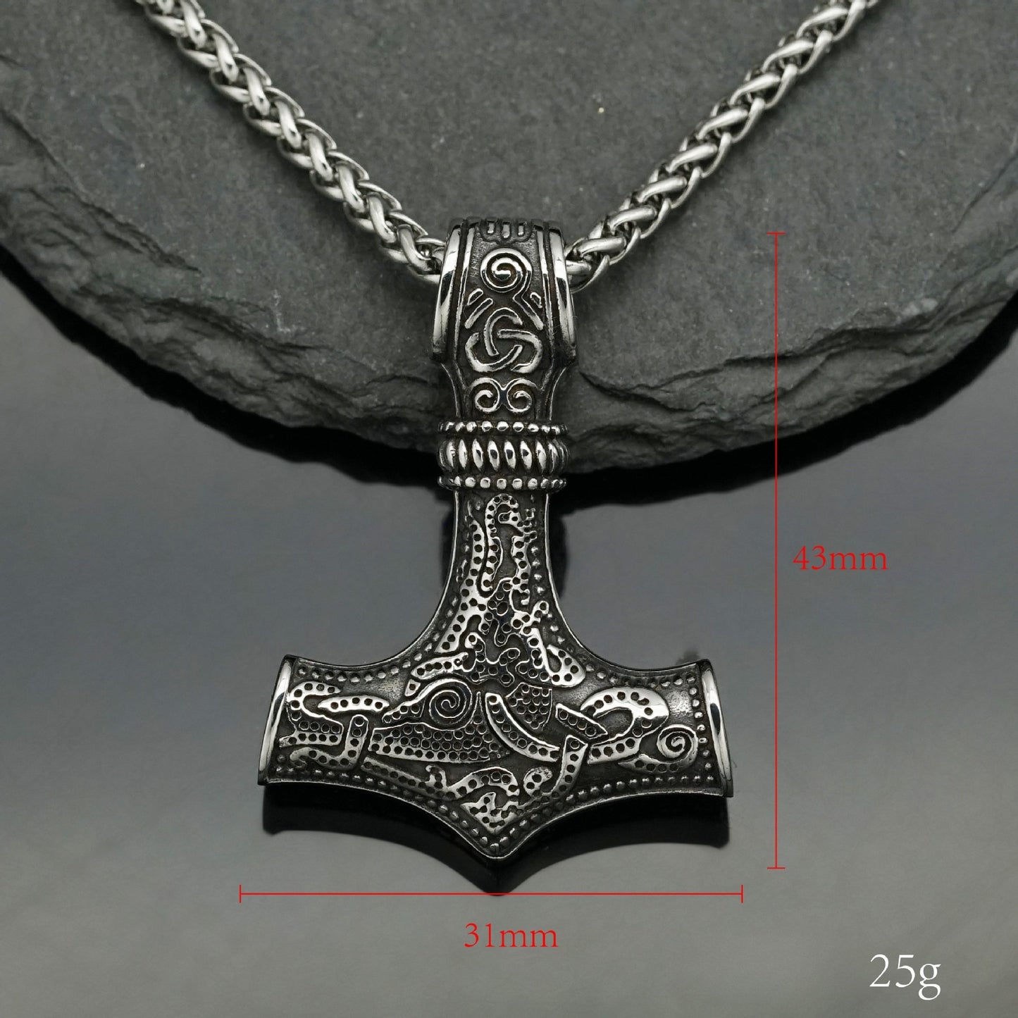 Steel Necklace – Minimalist Nordic Thor's Hammer Pendant
