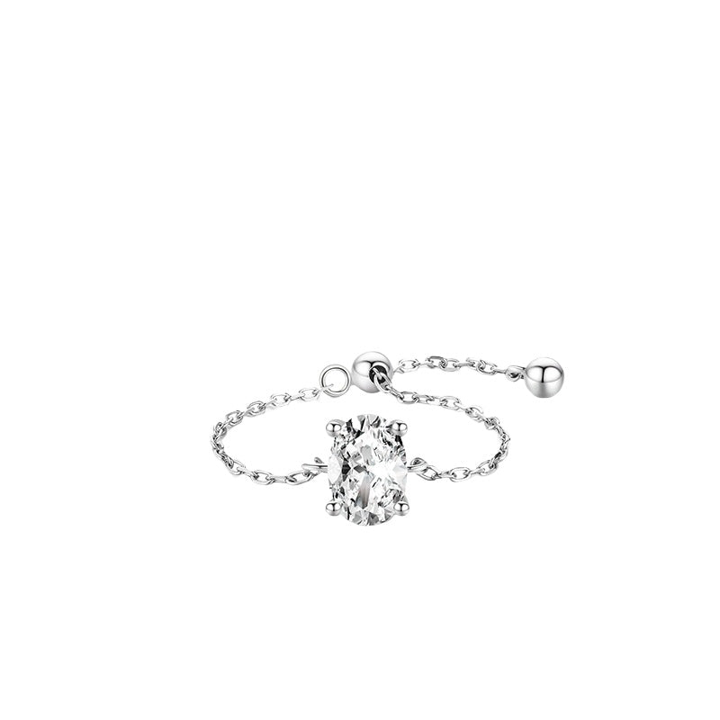 925 Sterling Silver Chain Zircon Ring