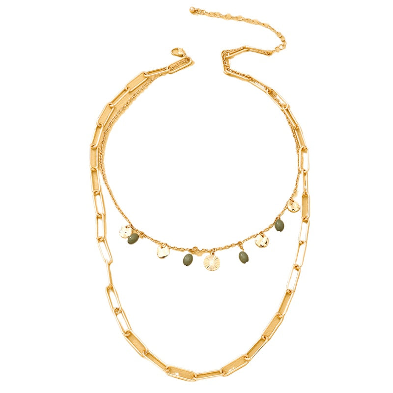 European Metal Disc Pendant Double Necklace - Vienna Verve Collection