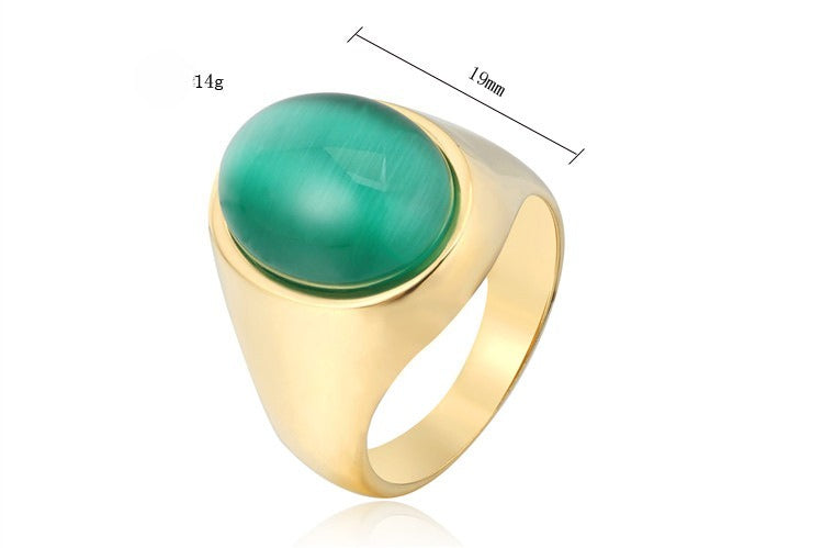 Titanium Steel Green Opal Ring For Him And Her Unisex Protection Statement By Planderful