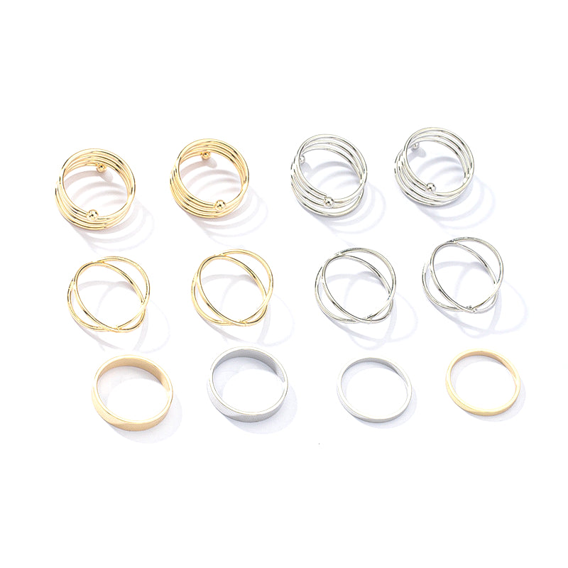 Trendy Geometric Ring Set Collection - Fashionable Instagram Jewelry Pieces for Summer