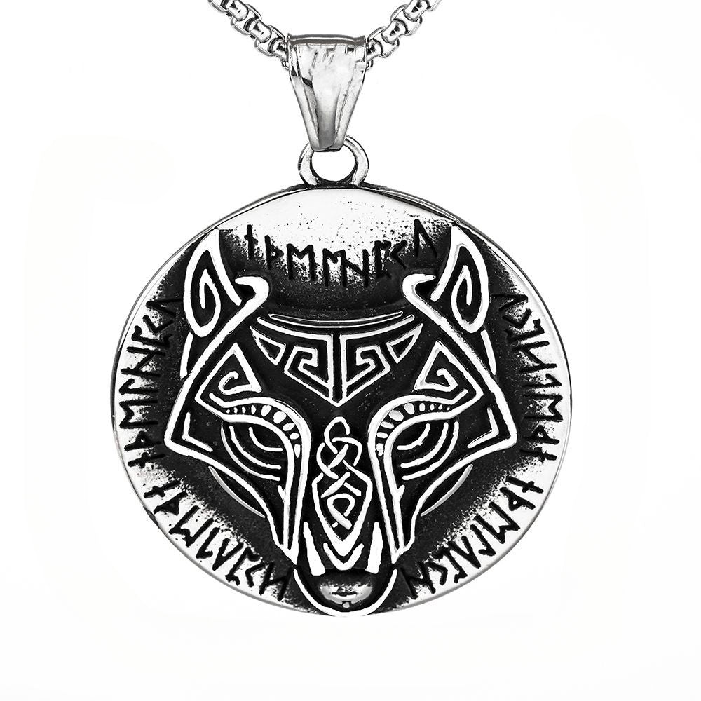 Nordic Viking Pendant Celtic Wolf Rune Men's Necklace Jewelry