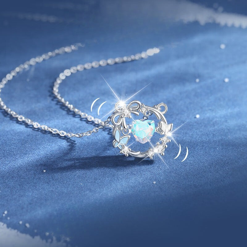 Planderful Sterling Silver Heart Wreath Necklace For Women Everyday Genie Light Luxury Design Pendant Gift