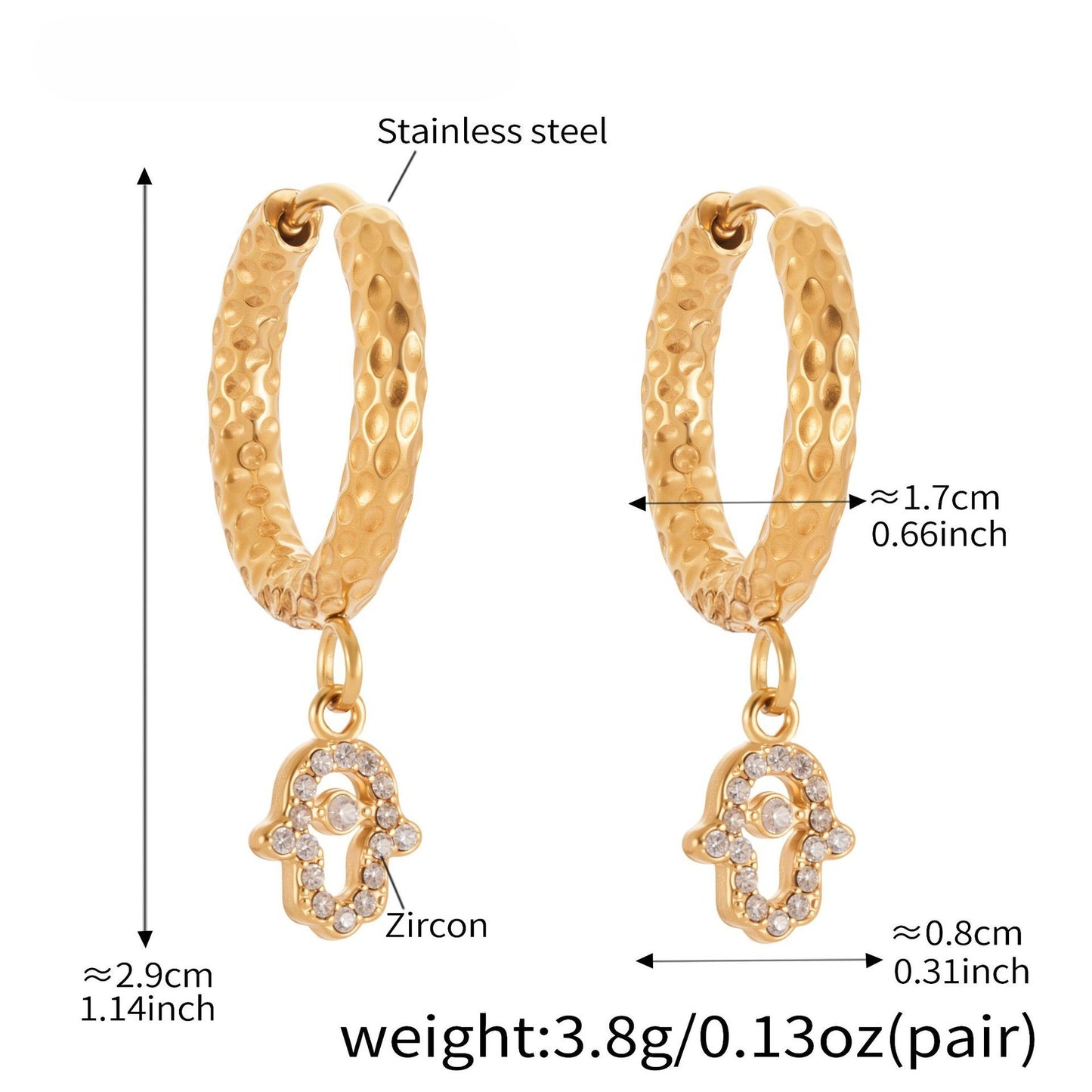 Planderful Devil Eye Earrings 18K Gold Plated Zircon Daywear