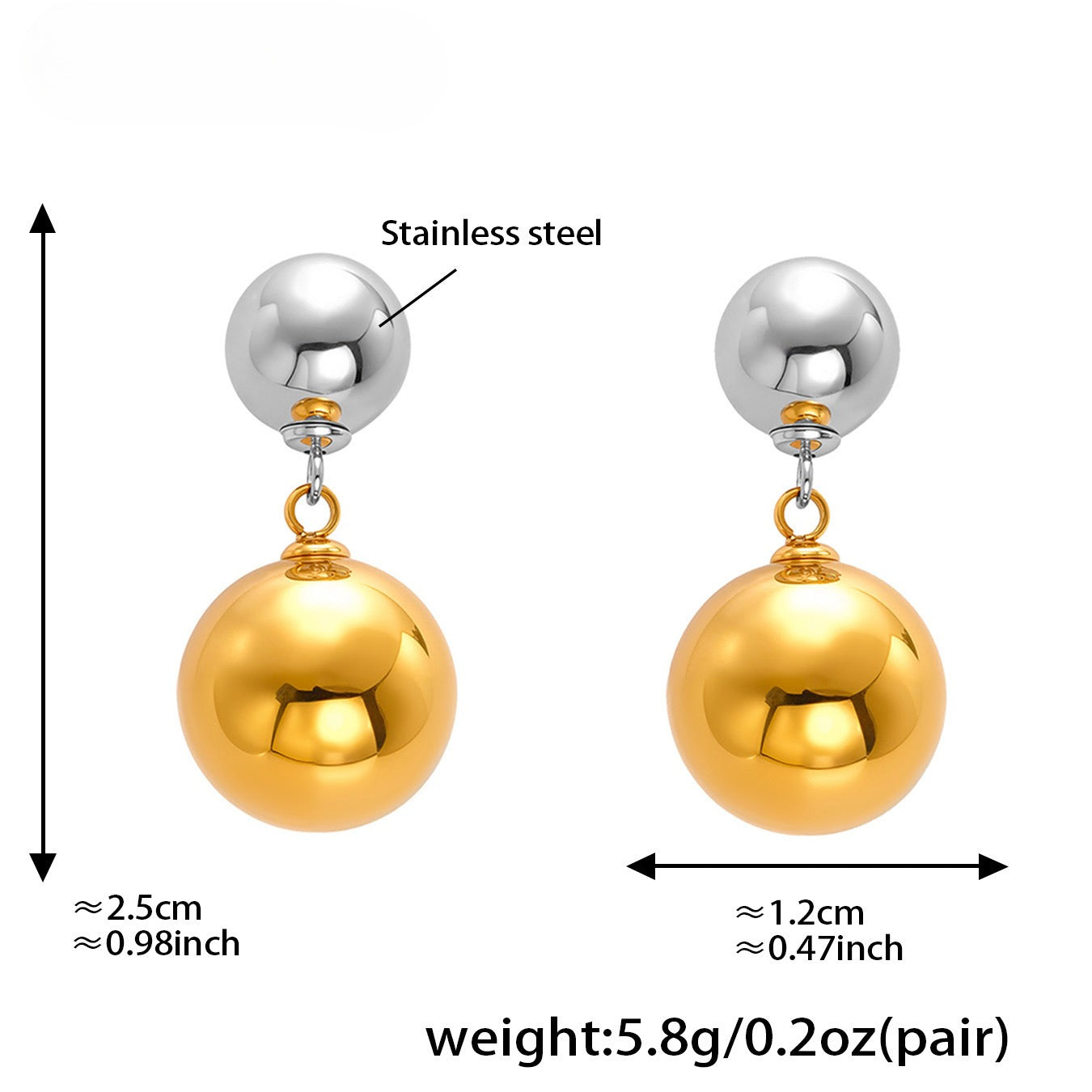Planderful Hollow Ball Earrings 18K Gold Plated For Women