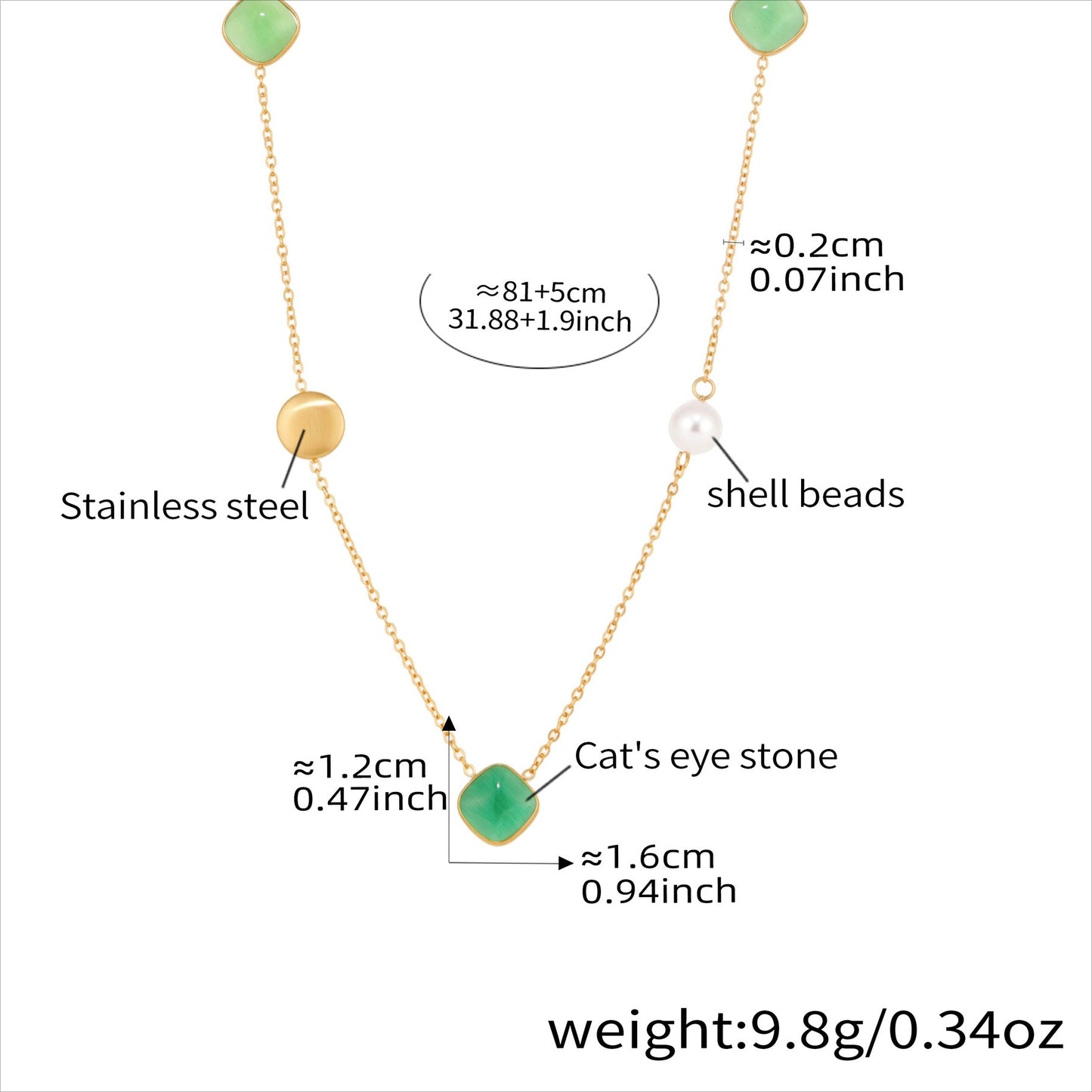 Planderful Candy Color Opal Necklace Gold Plated For Women