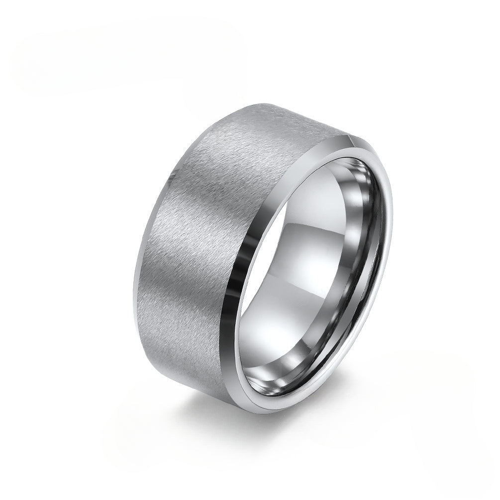 Simple Neutral Wind Sand Surface Tungsten Steel Ring for Men and Women