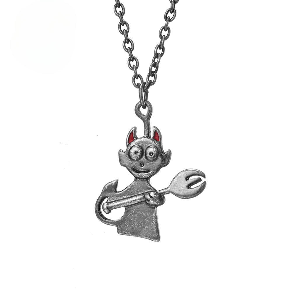 Japanese Trendy Brand Devil Angel Hip Hop Necklace for Men