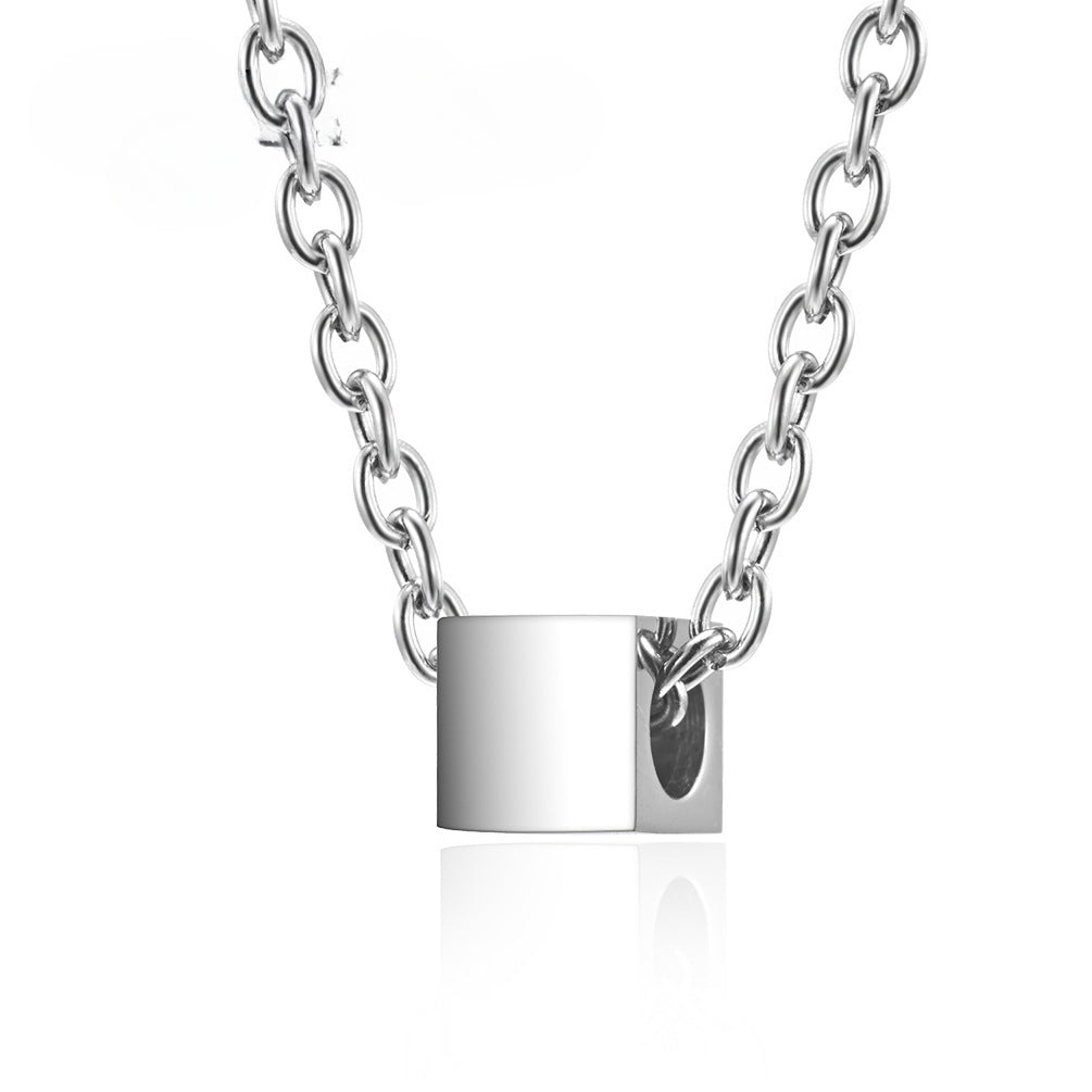 Ins Cold Wind Small Square Stainless Steel Necklace For Men