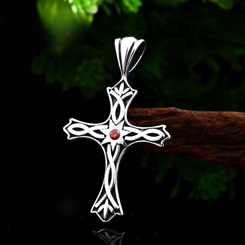 Retro Viking Celtic Knot Stainless Steel Pendant with Stone Inlay for Men