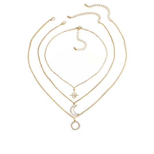 Planderful Vienna Verve Necklace – Fashionable Layered Star Moon Design