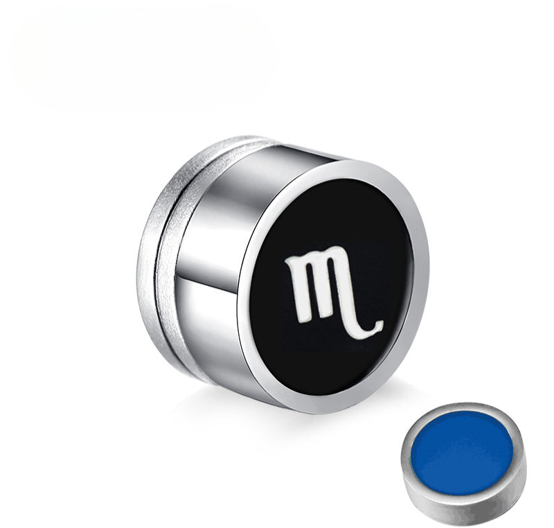 Titanium Steel Twelve Constellation Earrings for Men