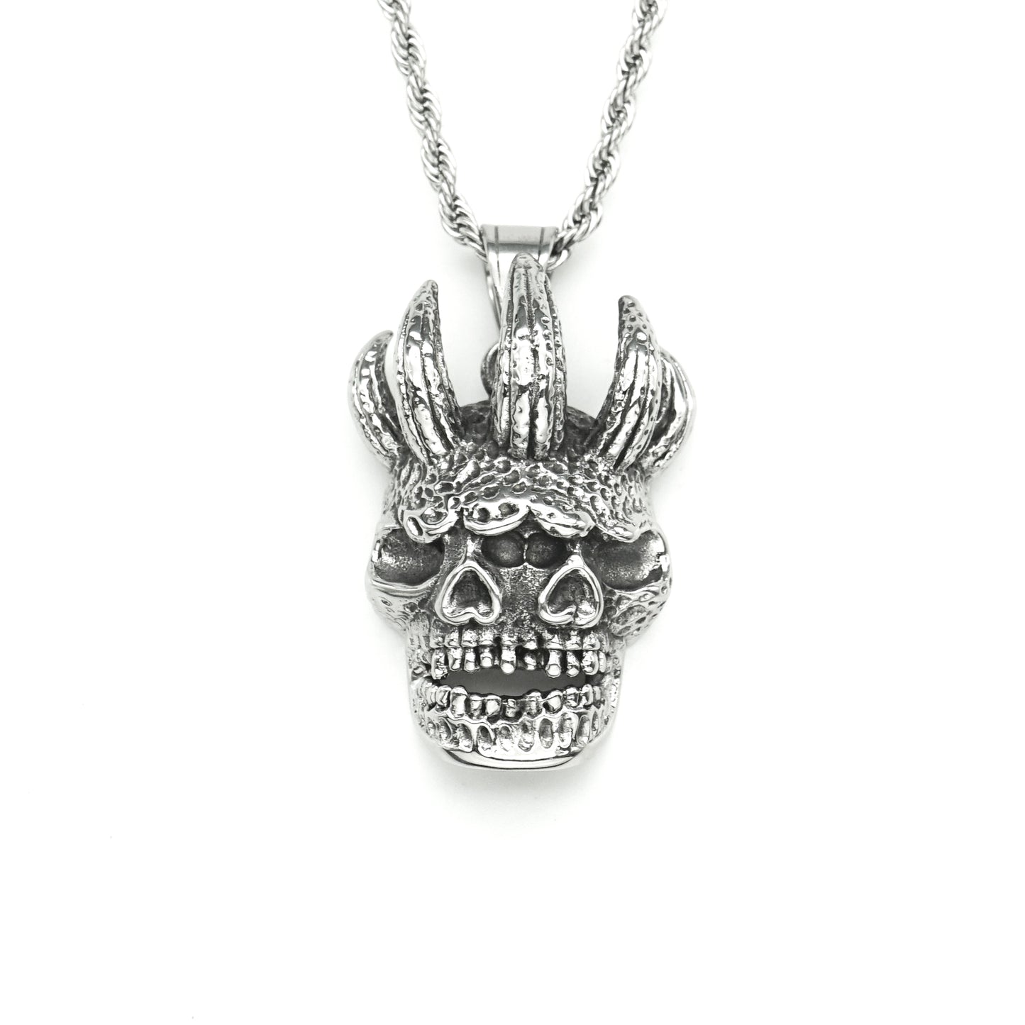 Steel Necklace - Statement Hip Hop Punk Pendant With Pentagram Skull For Everyday Streetwear