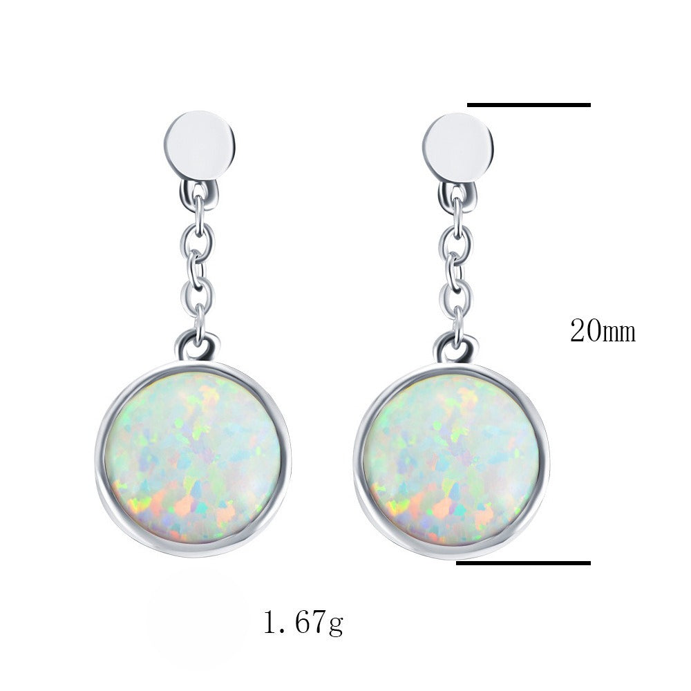 Foreign Trade Popular Earrings Versatile Copper Gold-Plated Earrings Opal Ear Jewelry
