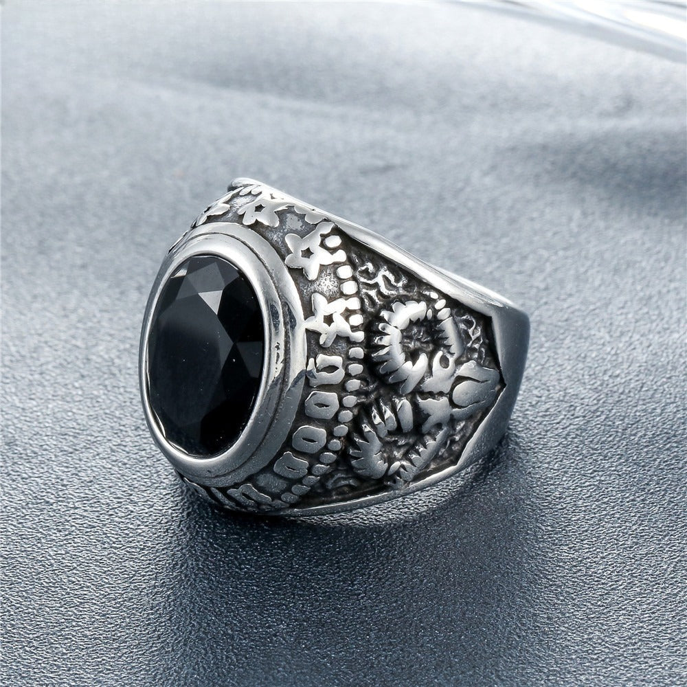 Freemason Eye Ring Titanium Steel With Zircon Stones Unisex Protection Symbol Planderful