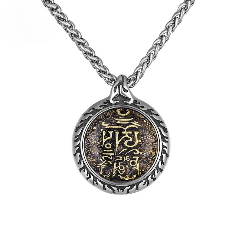 Steel Necklace – Statement Zodiac Buddha Pendant